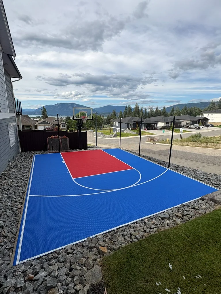 Completed basketball court on the same concrete pad